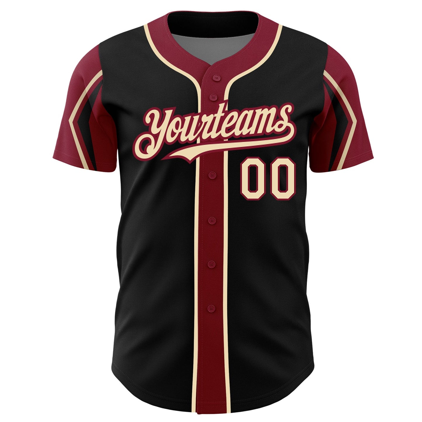 Custom Black City Cream-Crimson 3 Colors Arm Shapes Authentic Baseball Jersey - Sky-Custom