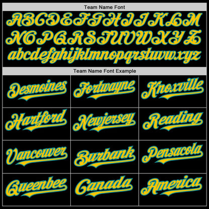 Custom Black Yellow-Teal 3 Colors Arm Shapes Authentic Baseball Jersey - Sky-Custom