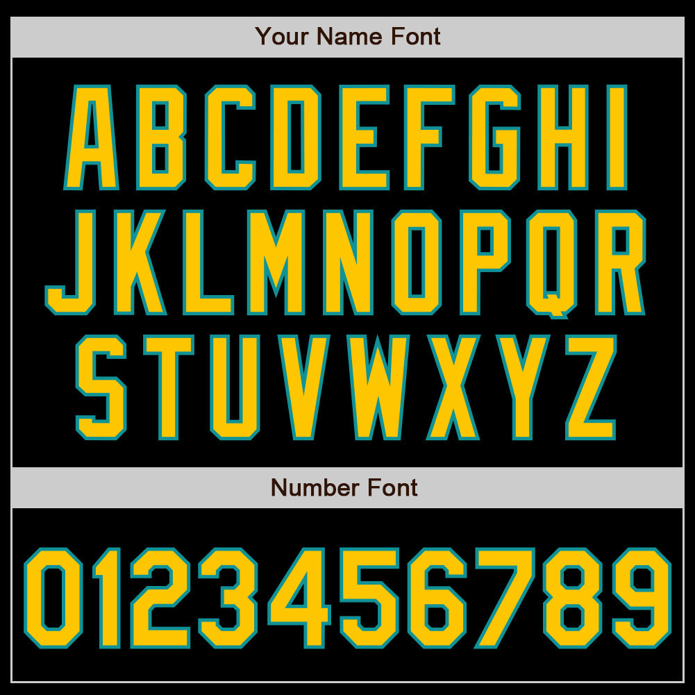 Custom Black Yellow-Teal 3 Colors Arm Shapes Authentic Baseball Jersey - Sky-Custom