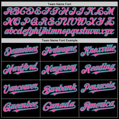 Custom Black Pink-Teal 3 Colors Arm Shapes Authentic Baseball Jersey - Sky-Custom