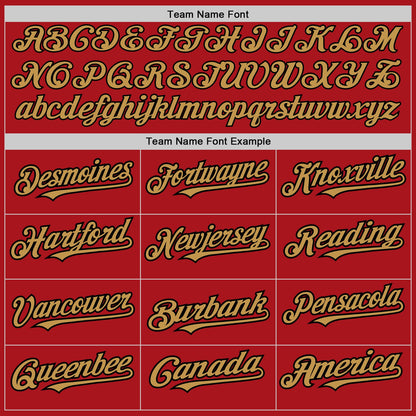 Custom Red Old Gold-Black 3 Colors Arm Shapes Authentic Baseball Jersey - Sky-Custom