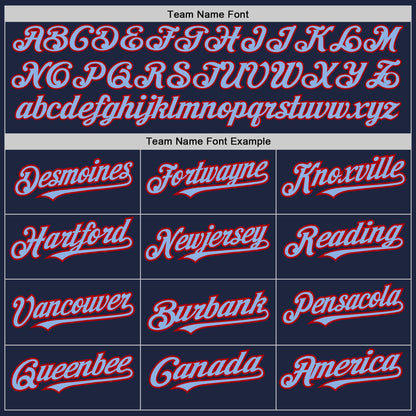 Custom Navy Light Blue-Red 3 Colors Arm Shapes Authentic Baseball Jersey - Sky-Custom