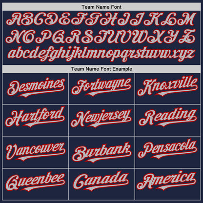 Custom Navy Gray-Red 3 Colors Arm Shapes Authentic Baseball Jersey - Sky-Custom