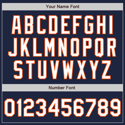 Custom Navy White-Orange 3 Colors Arm Shapes Authentic Baseball Jersey - Sky-Custom