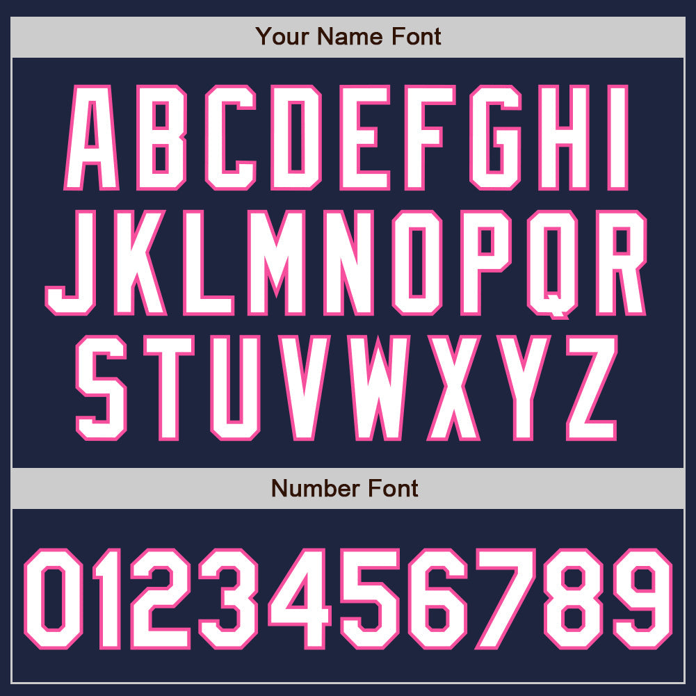 Custom Navy White-Pink 3 Colors Arm Shapes Authentic Baseball Jersey - Sky-Custom