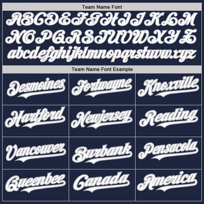 Custom Navy White-Gray 3 Colors Arm Shapes Authentic Baseball Jersey - Sky-Custom
