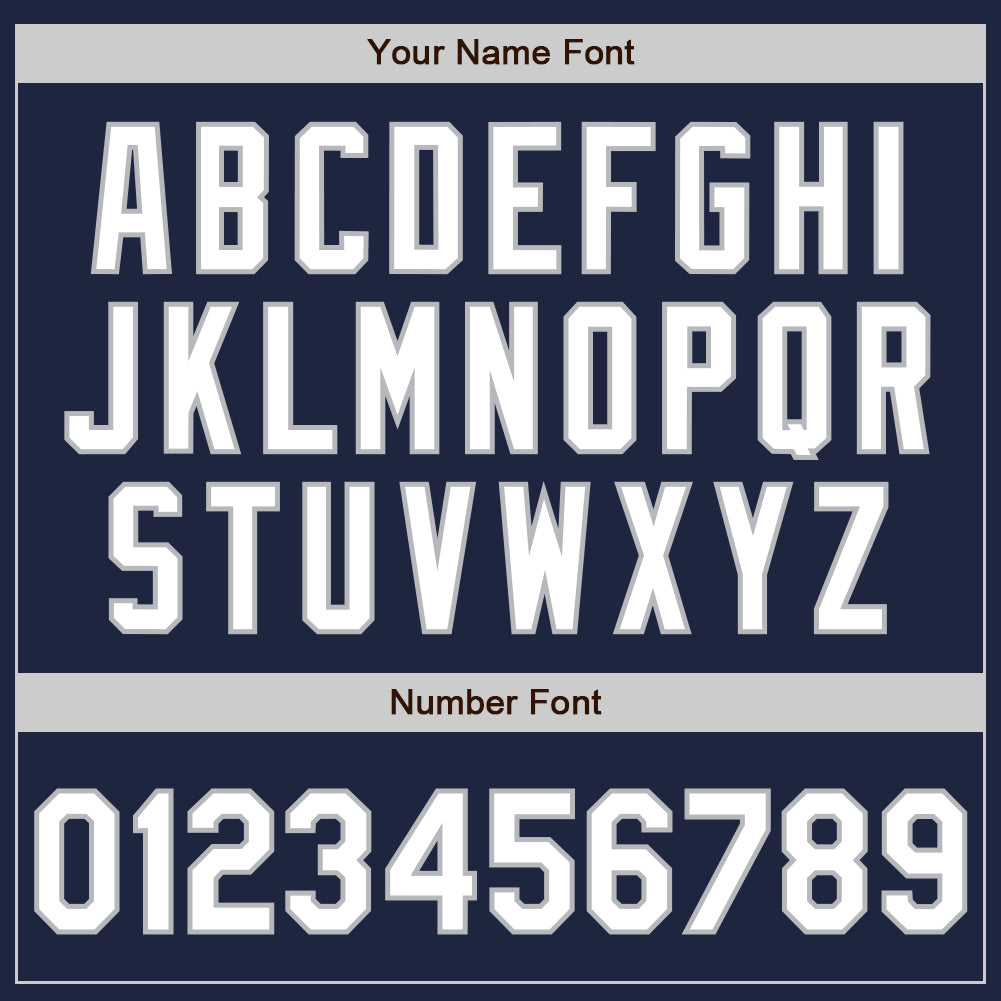 Custom Navy White-Gray 3 Colors Arm Shapes Authentic Baseball Jersey - Sky-Custom