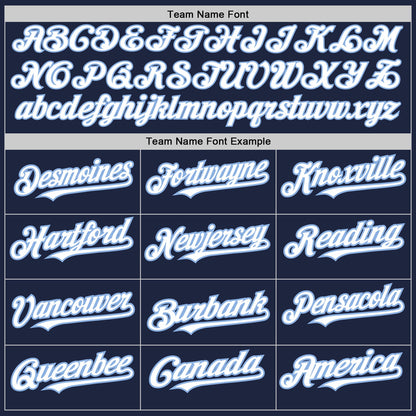 Custom Navy White-Light Blue 3 Colors Arm Shapes Authentic Baseball Jersey - Sky-Custom
