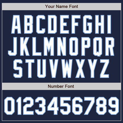 Custom Navy White-Light Blue 3 Colors Arm Shapes Authentic Baseball Jersey - Sky-Custom