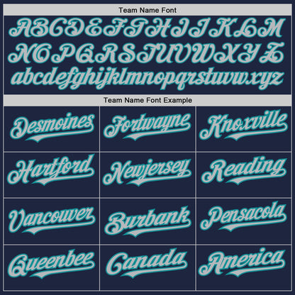 Custom Navy Gray-Teal 3 Colors Arm Shapes Authentic Baseball Jersey - Sky-Custom