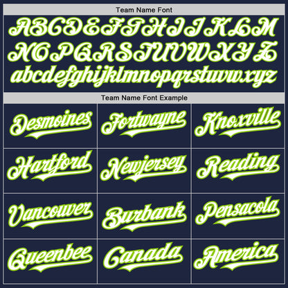 Custom Navy White-Neon Green 3 Colors Arm Shapes Authentic Baseball Jersey - Sky-Custom