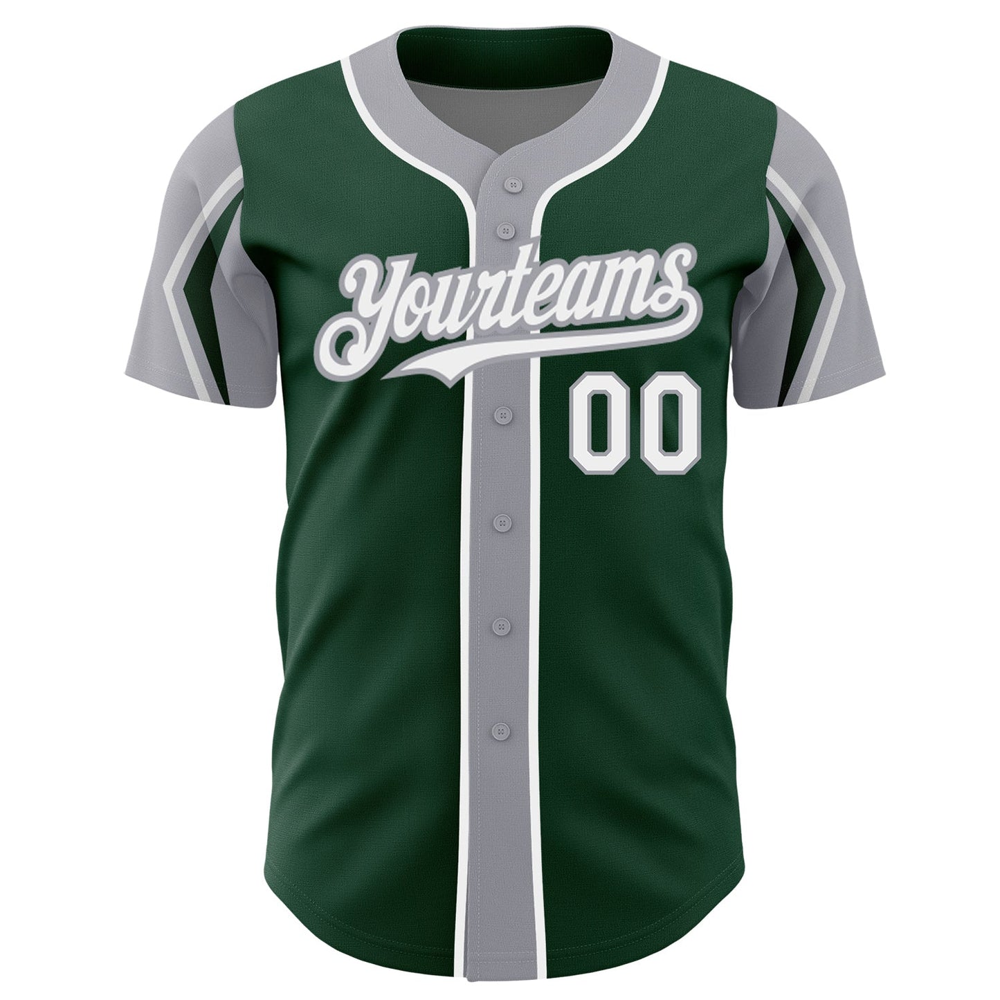 Custom Green White-Gray 3 Colors Arm Shapes Authentic Baseball Jersey - Sky-Custom