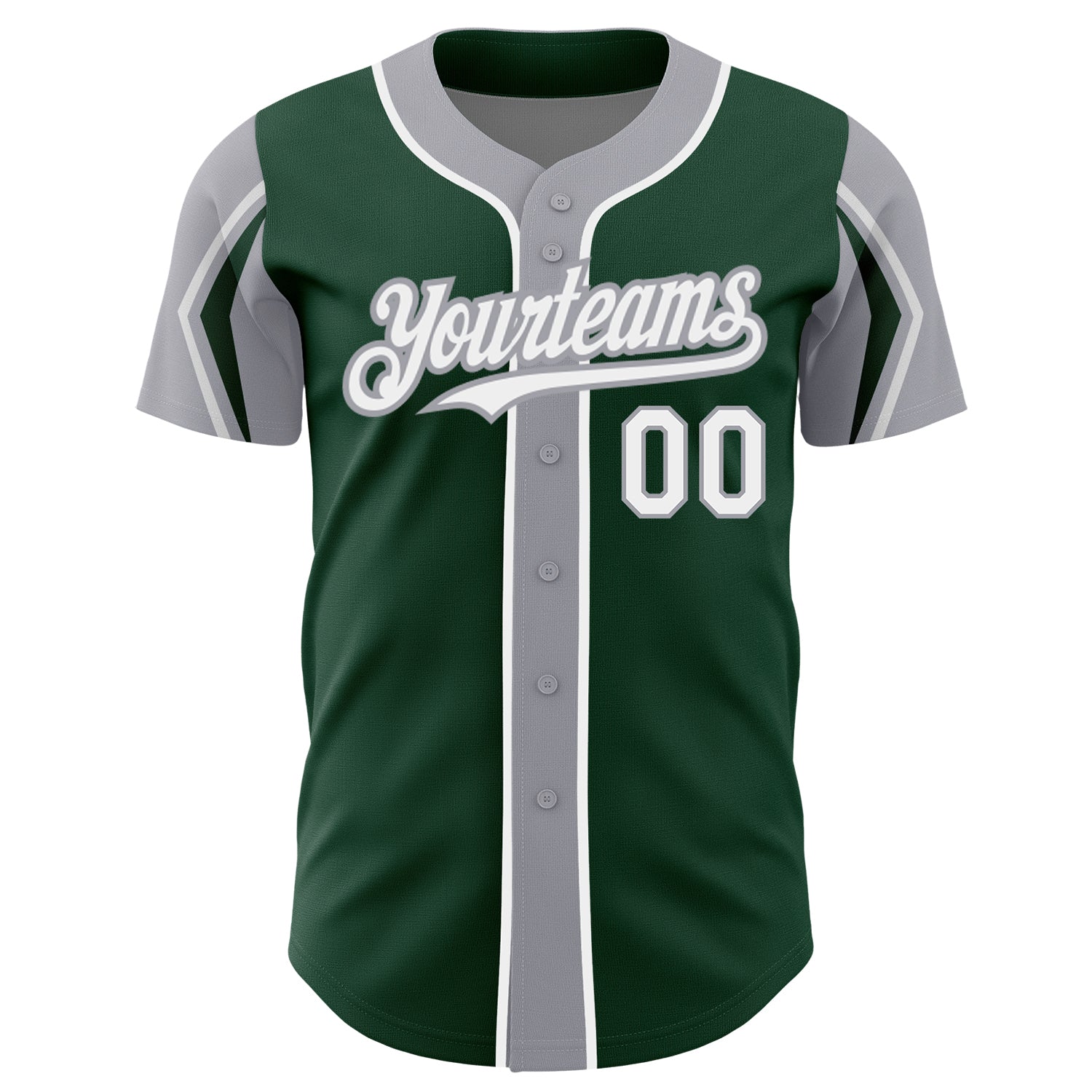 Custom Green White-Gray 3 Colors Arm Shapes Authentic Baseball Jersey - Sky-Custom
