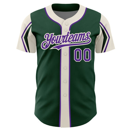 Custom Green Purple-Cream 3 Colors Arm Shapes Authentic Baseball Jersey - Sky-Custom