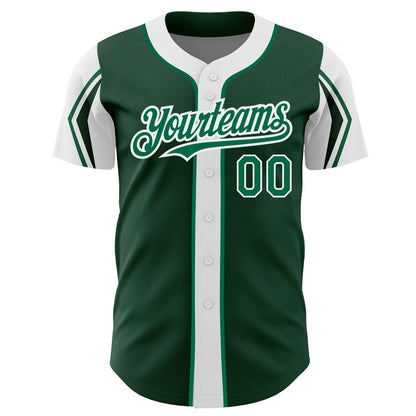 Custom Green Kelly Green-White 3 Colors Arm Shapes Authentic Baseball Jersey - Sky-Custom