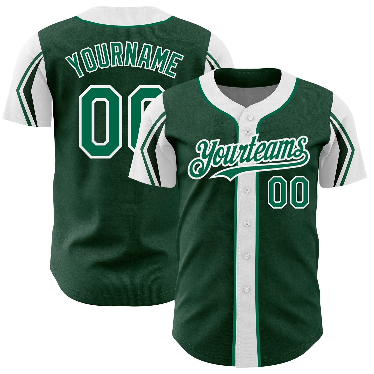 Custom Green Kelly Green-White 3 Colors Arm Shapes Authentic Baseball Jersey - Sky-Custom