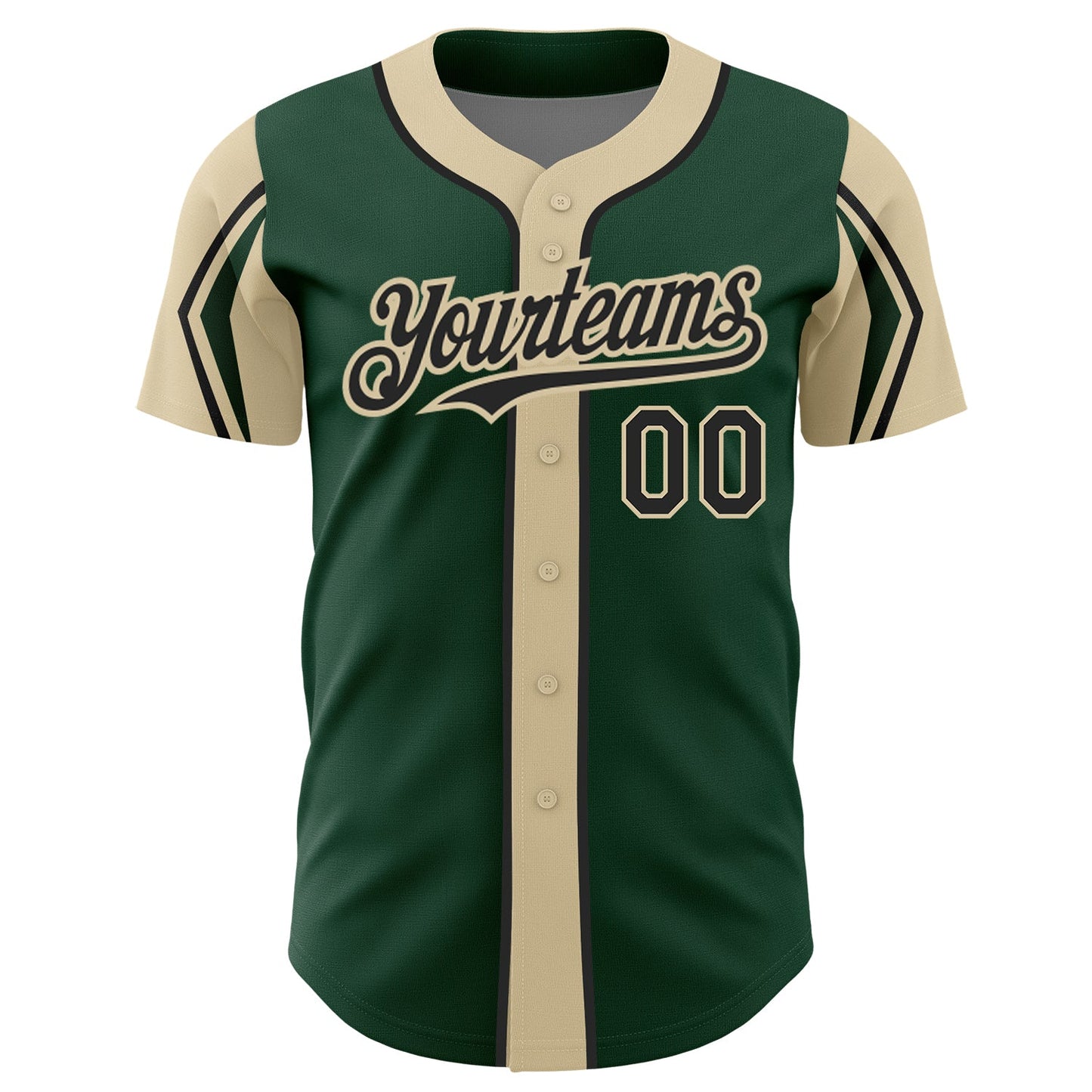 Custom Green Black-City Cream 3 Colors Arm Shapes Authentic Baseball Jersey - Sky-Custom