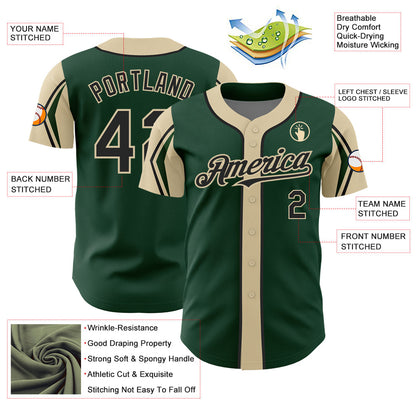 Custom Green Black-City Cream 3 Colors Arm Shapes Authentic Baseball Jersey - Sky-Custom