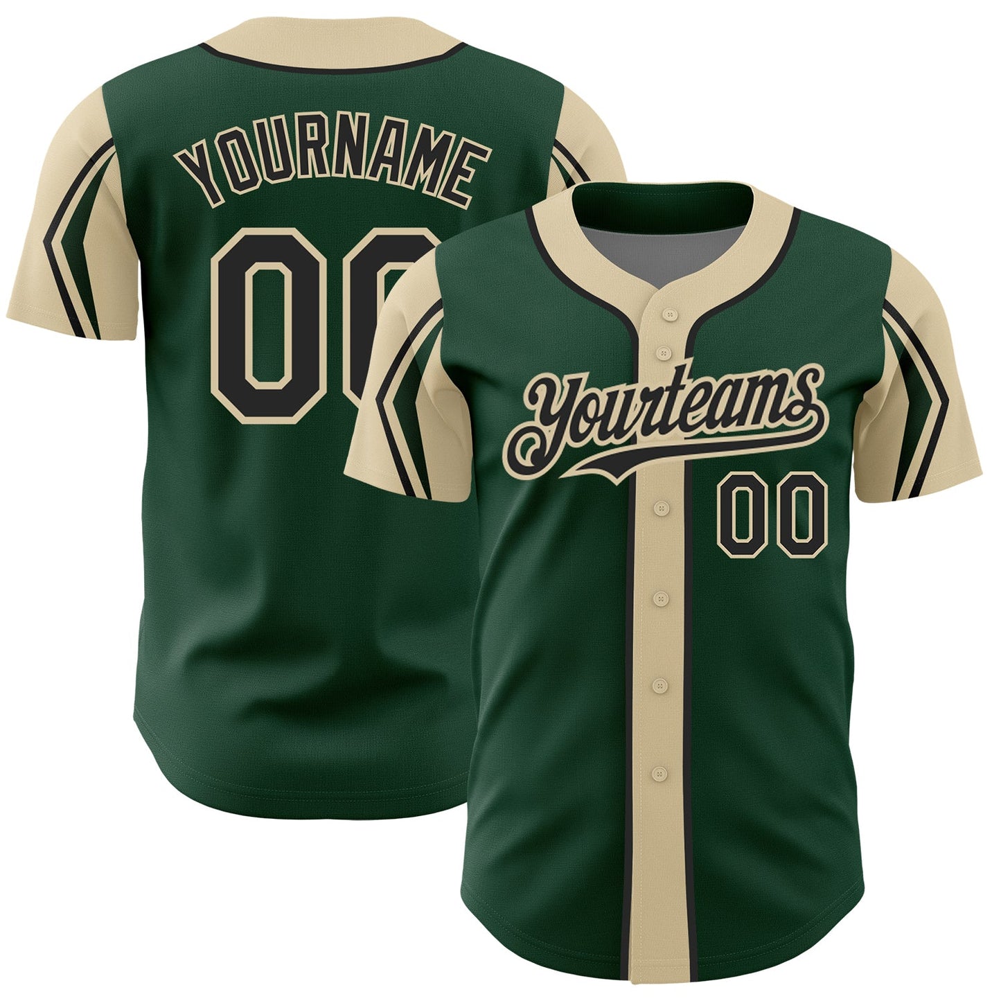 Custom Green Black-City Cream 3 Colors Arm Shapes Authentic Baseball Jersey - Sky-Custom