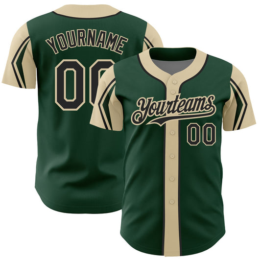 Custom Green Black-City Cream 3 Colors Arm Shapes Authentic Baseball Jersey - Sky-Custom