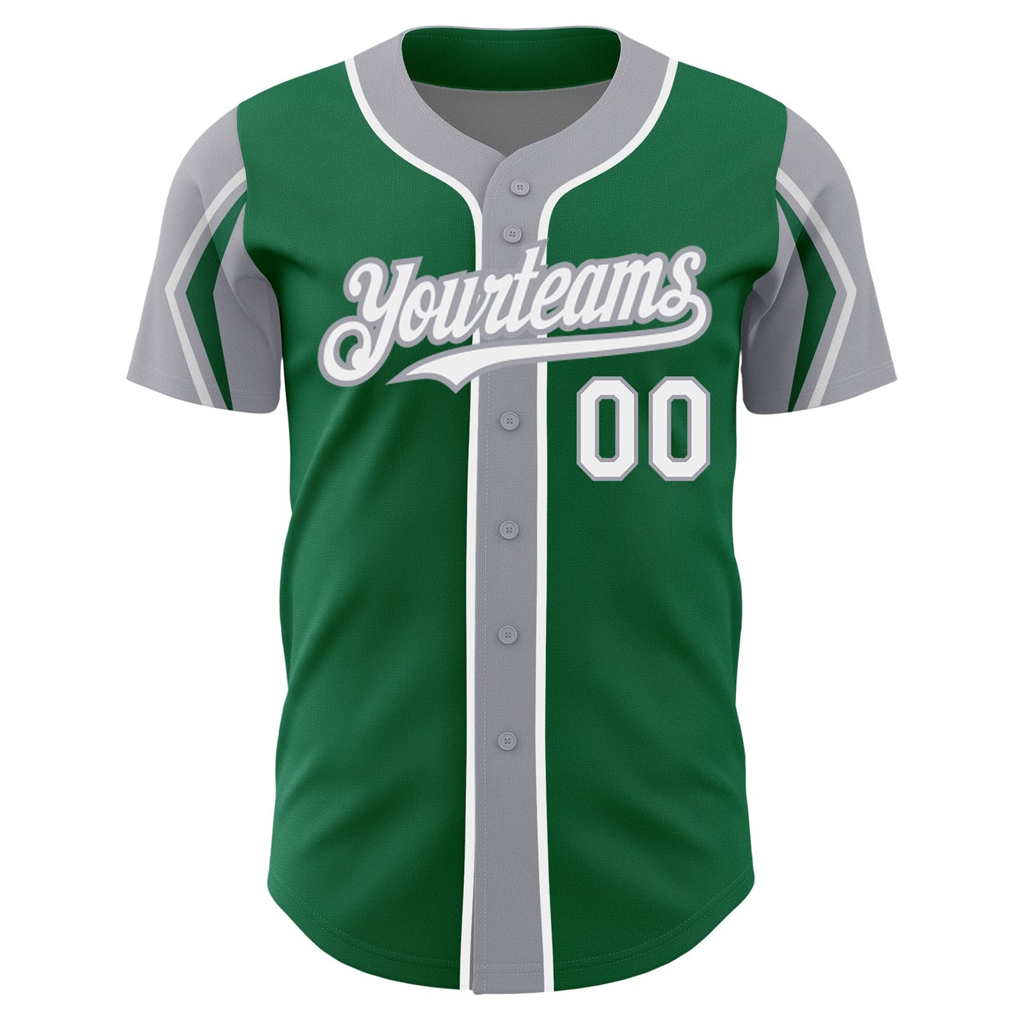 Custom Kelly Green White-Gray 3 Colors Arm Shapes Authentic Baseball Jersey - Sky-Custom