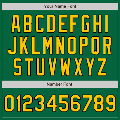 Custom Kelly Green Yellow-Black 3 Colors Arm Shapes Authentic Baseball Jersey - Sky-Custom