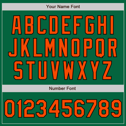 Custom Kelly Green Orange-Black 3 Colors Arm Shapes Authentic Baseball Jersey - Sky-Custom