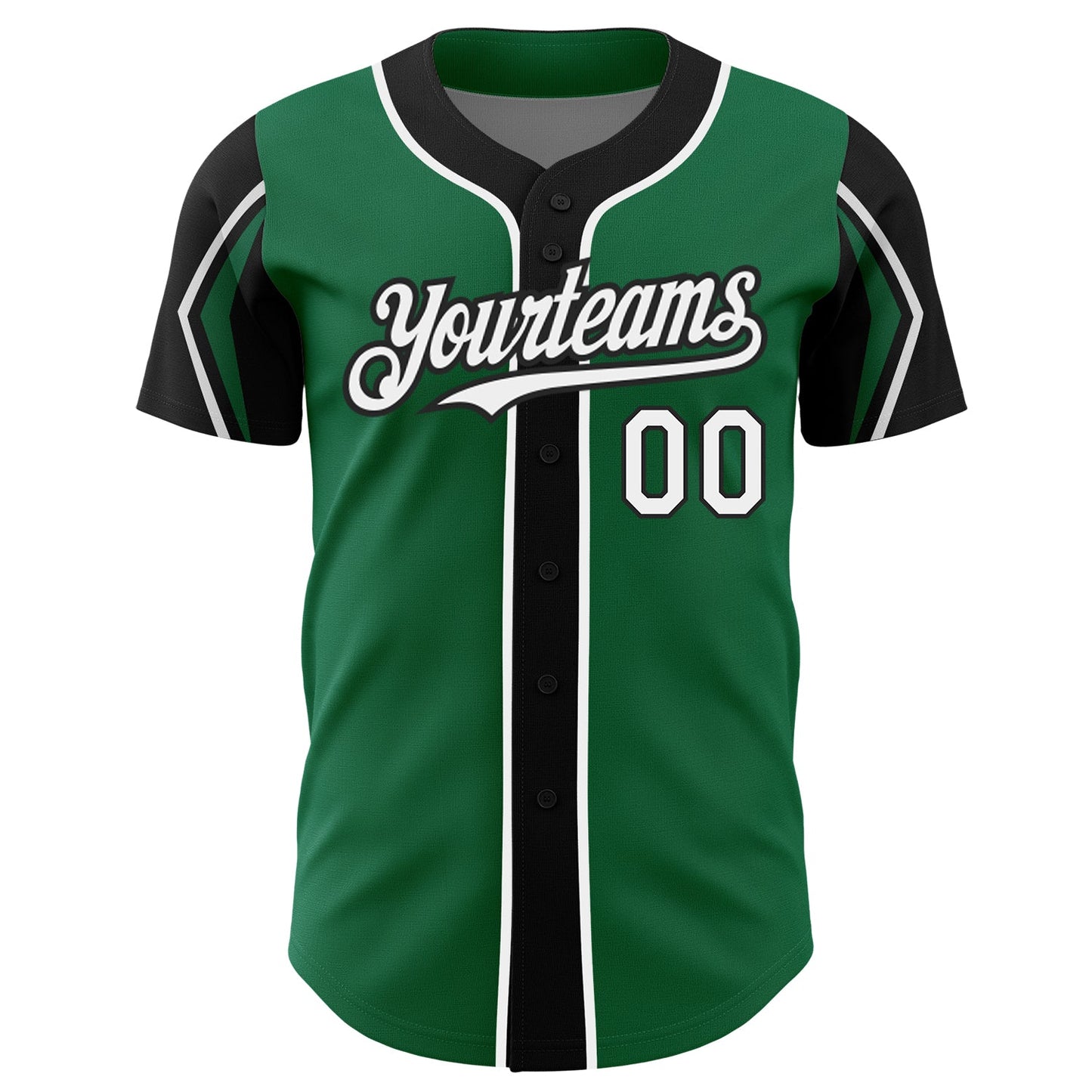 Custom Kelly Green White-Black 3 Colors Arm Shapes Authentic Baseball Jersey - Sky-Custom