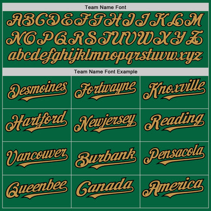 Custom Kelly Green Old Gold-Black 3 Colors Arm Shapes Authentic Baseball Jersey - Sky-Custom