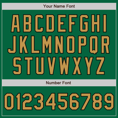 Custom Kelly Green Old Gold-Black 3 Colors Arm Shapes Authentic Baseball Jersey - Sky-Custom