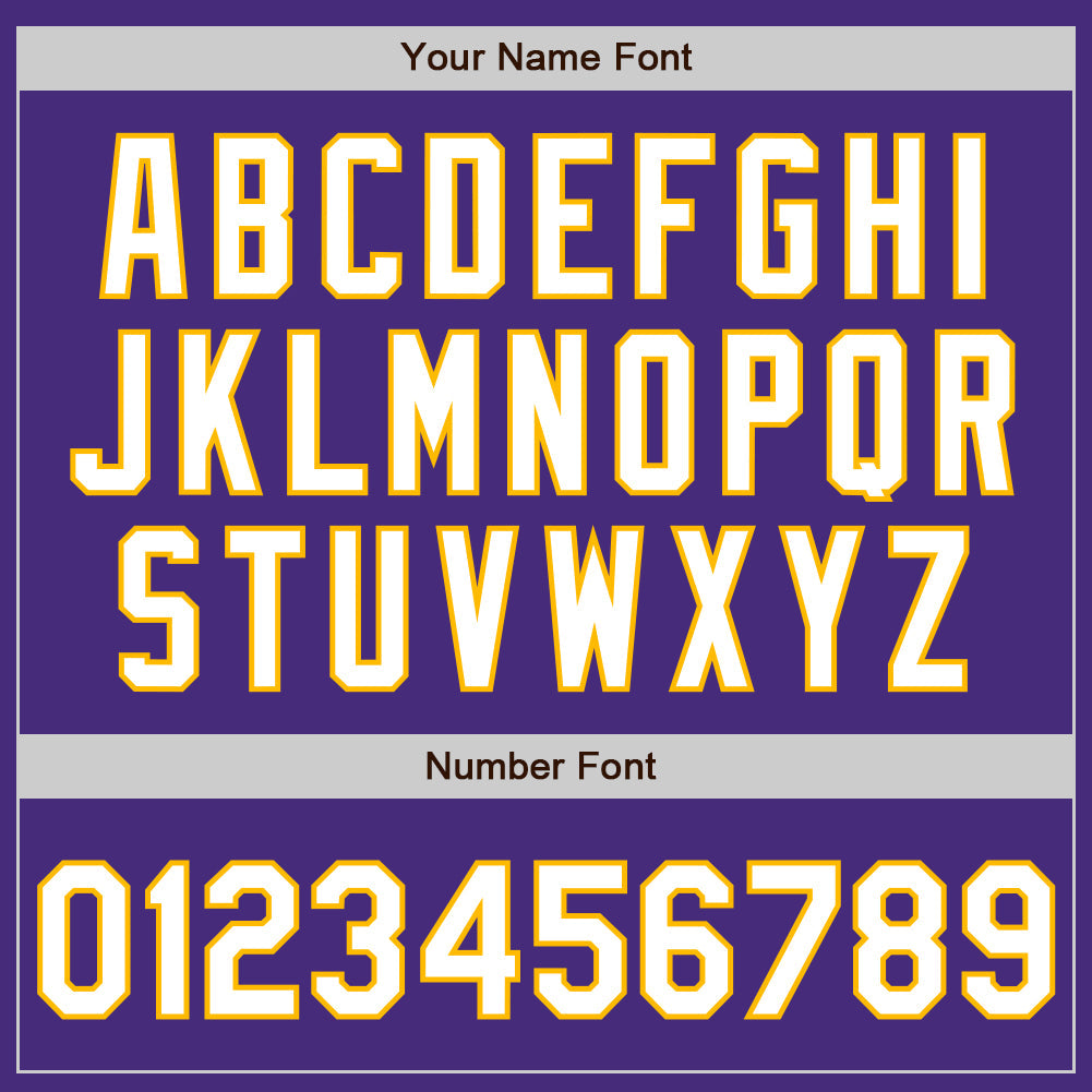 Custom Purple White-Gold 3 Colors Arm Shapes Authentic Baseball Jersey - Sky-Custom