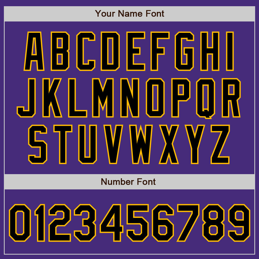 Custom Purple Black-Gold 3 Colors Arm Shapes Authentic Baseball Jersey - Sky-Custom