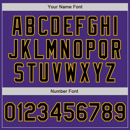 Custom Purple Black-Gold 3 Colors Arm Shapes Authentic Baseball Jersey - Sky-Custom