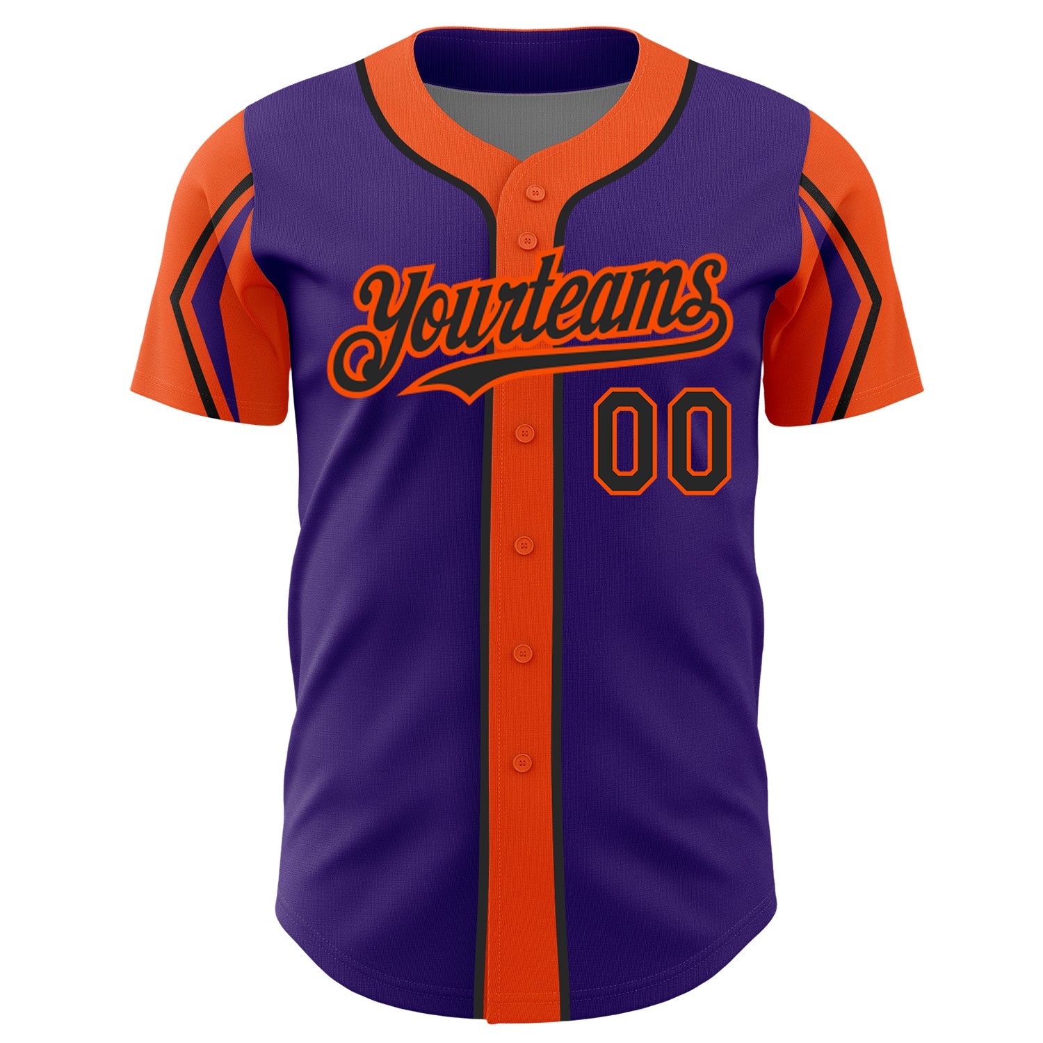 Custom Purple Black-Orange 3 Colors Arm Shapes Authentic Baseball Jersey - Sky-Custom