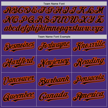 Custom Purple Black-Orange 3 Colors Arm Shapes Authentic Baseball Jersey - Sky-Custom