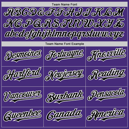 Custom Purple Black-White 3 Colors Arm Shapes Authentic Baseball Jersey - Sky-Custom