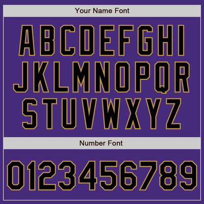 Custom Purple Black-Old Gold 3 Colors Arm Shapes Authentic Baseball Jersey - Sky-Custom