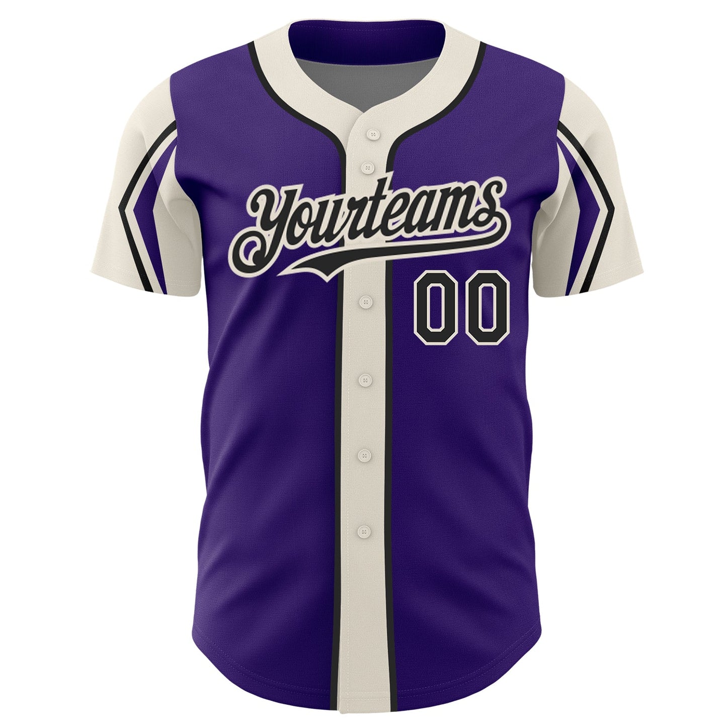 Custom Purple Black-Cream 3 Colors Arm Shapes Authentic Baseball Jersey - Sky-Custom