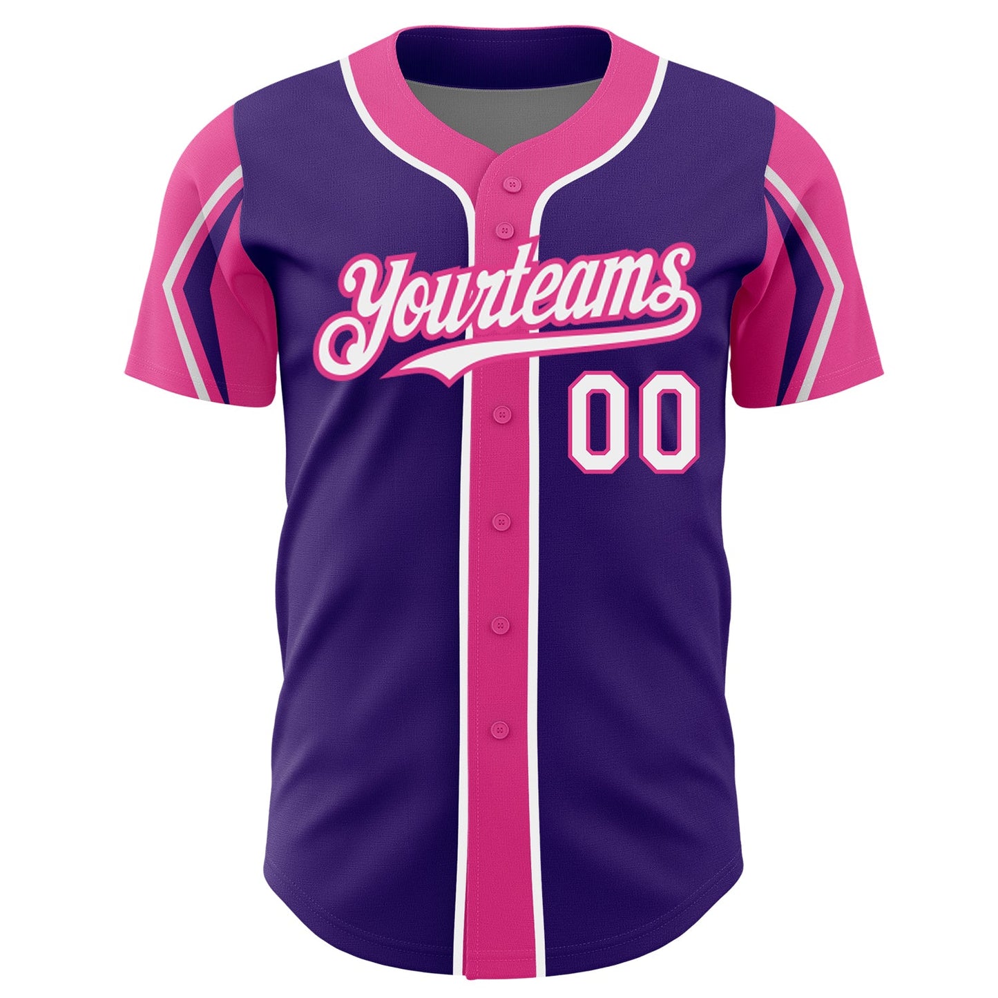 Custom Purple White-Pink 3 Colors Arm Shapes Authentic Baseball Jersey - Sky-Custom