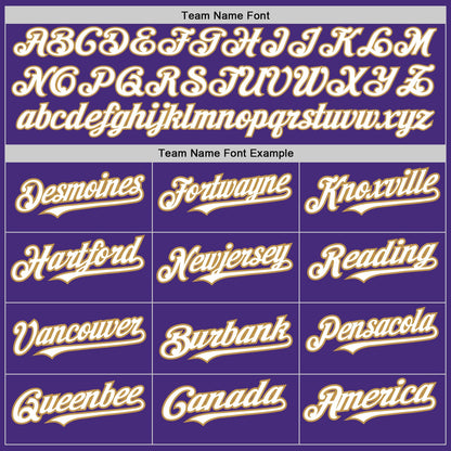 Custom Purple White-Old Gold 3 Colors Arm Shapes Authentic Baseball Jersey - Sky-Custom