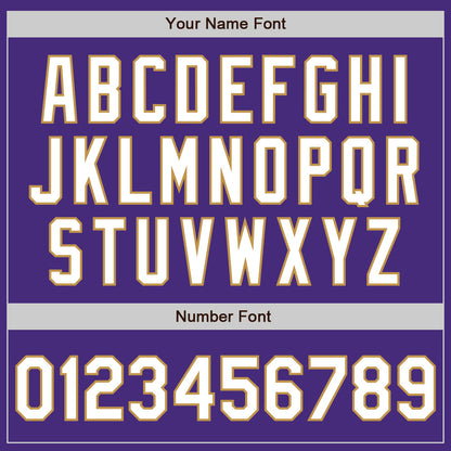 Custom Purple White-Old Gold 3 Colors Arm Shapes Authentic Baseball Jersey - Sky-Custom