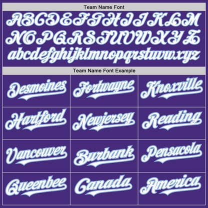 Custom Purple White-Light Blue 3 Colors Arm Shapes Authentic Baseball Jersey - Sky-Custom
