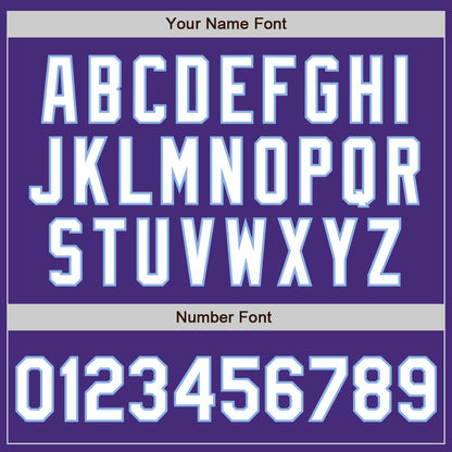 Custom Purple White-Light Blue 3 Colors Arm Shapes Authentic Baseball Jersey - Sky-Custom