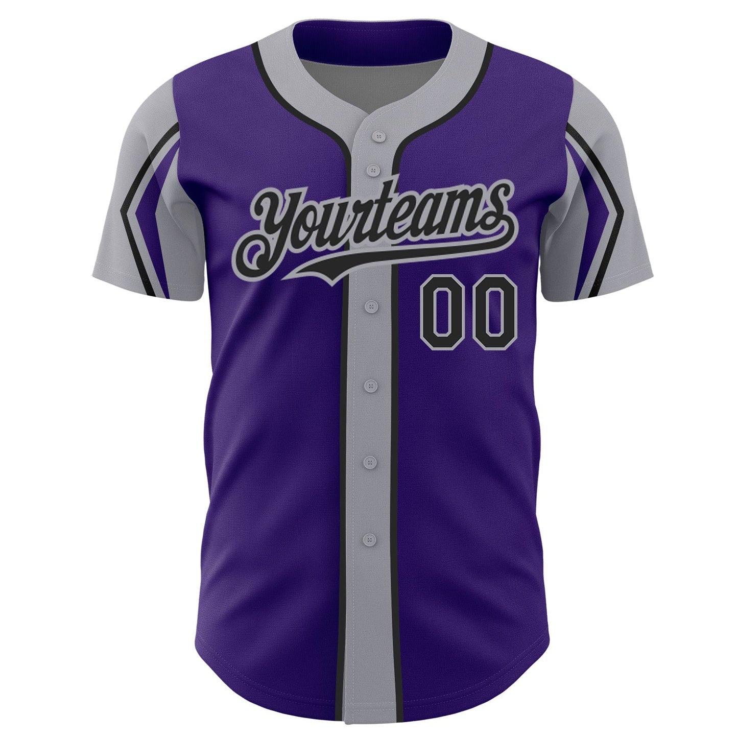 Custom Purple Black-Gray 3 Colors Arm Shapes Authentic Baseball Jersey - Sky-Custom