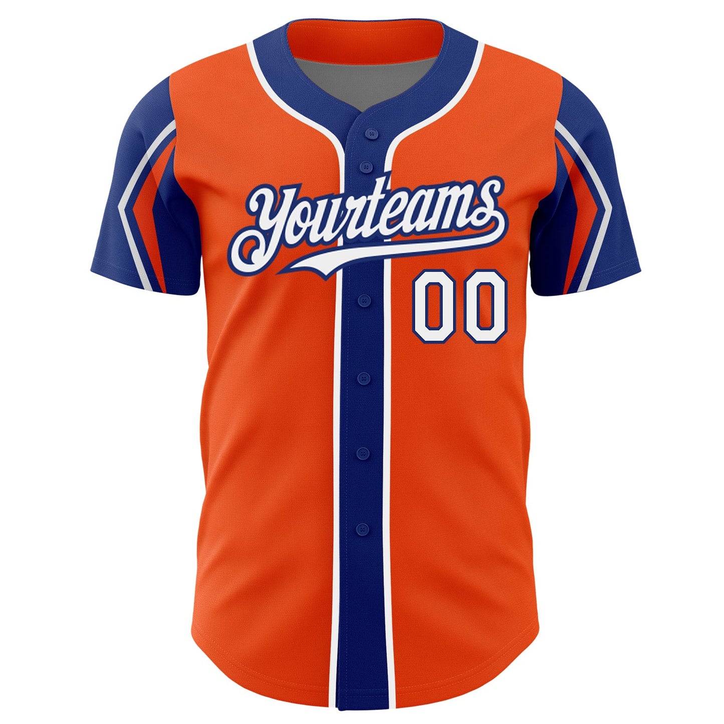 Custom Orange White-Royal 3 Colors Arm Shapes Authentic Baseball Jersey - Sky-Custom