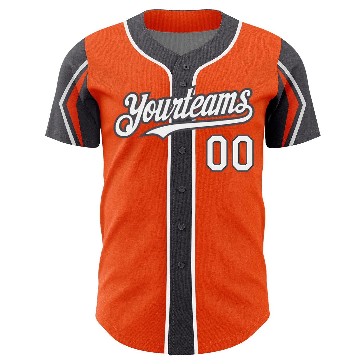 Custom Orange White-Steel Gray 3 Colors Arm Shapes Authentic Baseball Jersey - Sky-Custom