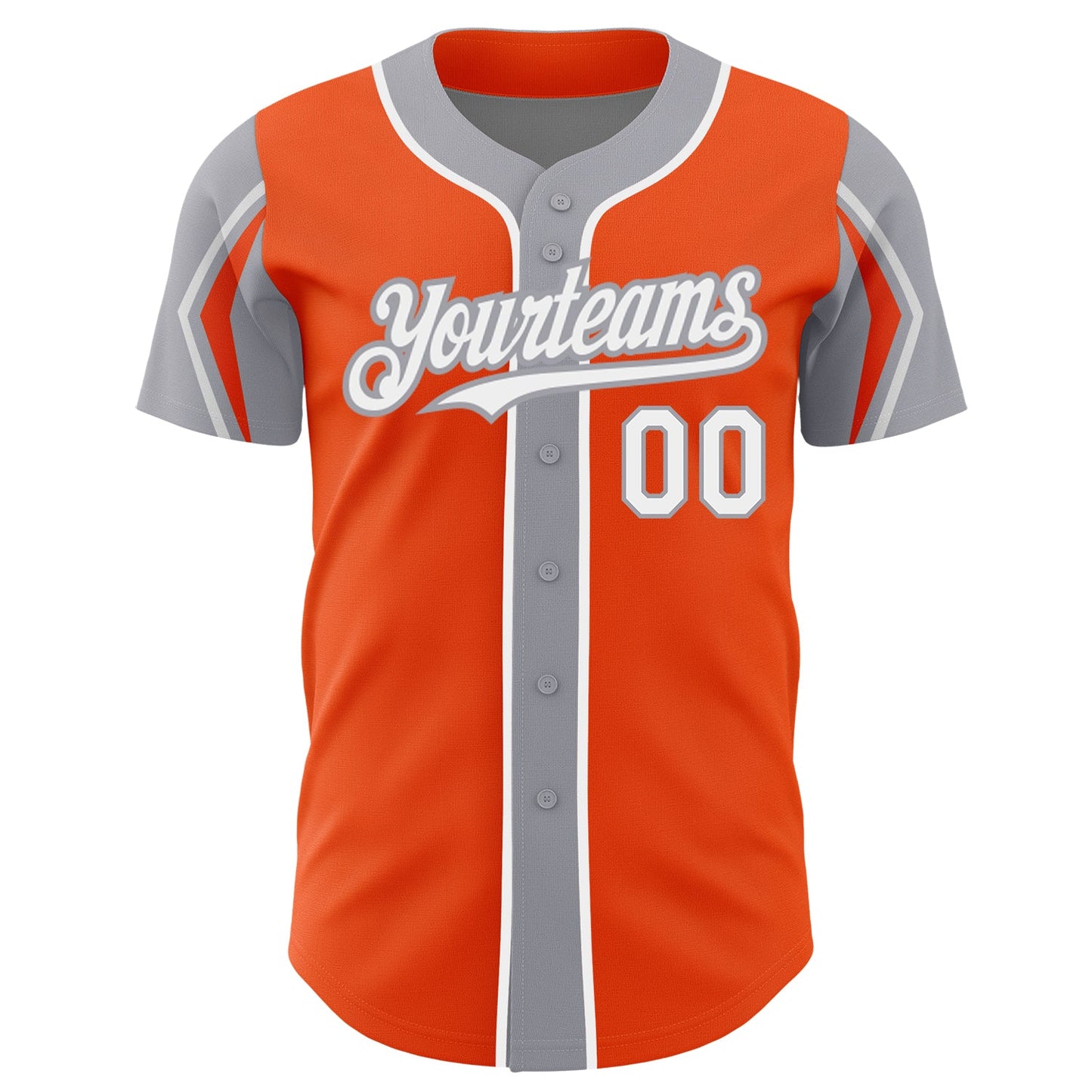 Custom Orange White-Gray 3 Colors Arm Shapes Authentic Baseball Jersey - Sky-Custom
