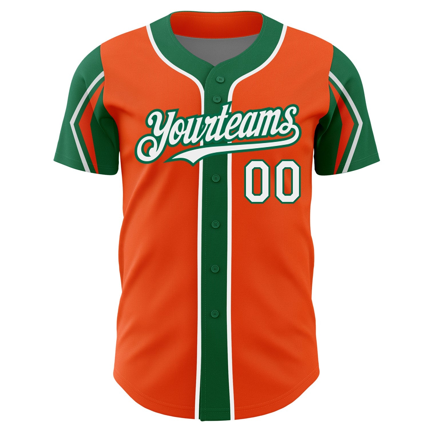 Custom Orange White-Kelly Green 3 Colors Arm Shapes Authentic Baseball Jersey - Sky-Custom
