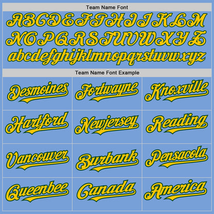 Custom Light Blue Yellow-Green 3 Colors Arm Shapes Authentic Baseball Jersey - Sky-Custom