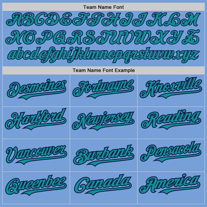 Custom Light Blue Teal-Navy 3 Colors Arm Shapes Authentic Baseball Jersey - Sky-Custom